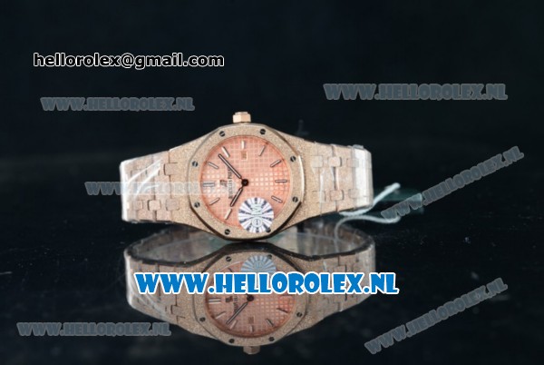 Audemars Piguet Royal Oak Swiss Quartz Rose Gold Case with Pink Dial and Rose Gold Bracelet (EF) - Click Image to Close